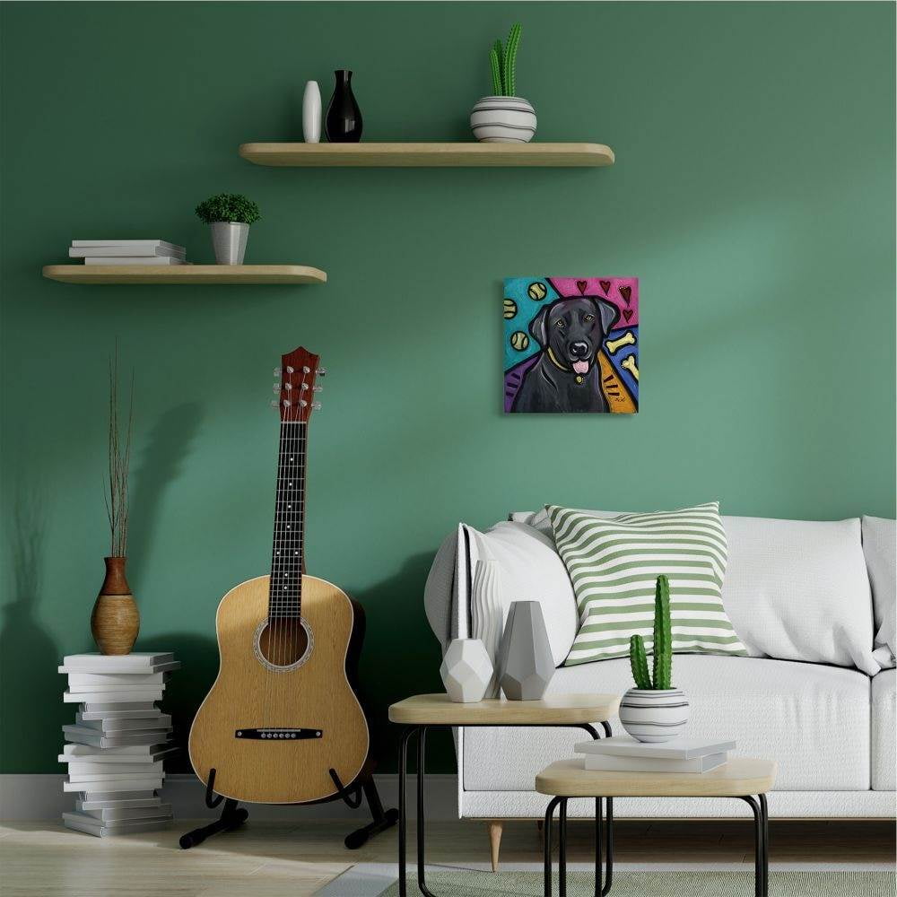 Stupell Industries Colorful Black Labrador Dog Pet Painting Canvas Wall Art by Eric Waugh