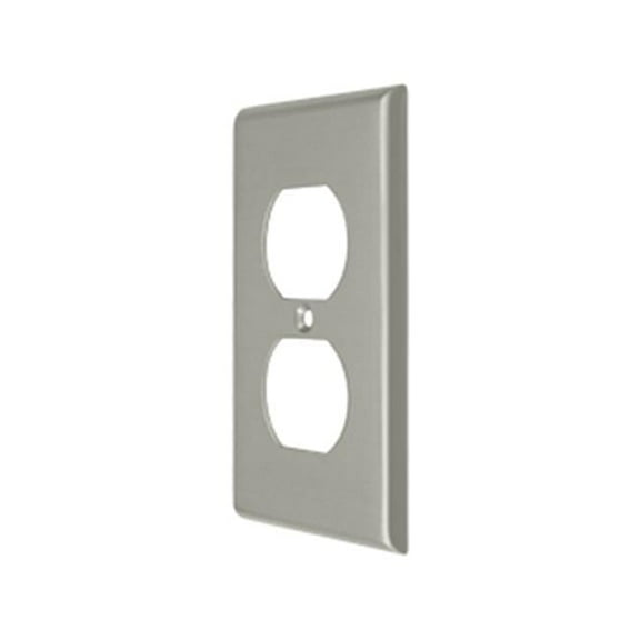 Double Outlet Switch Plate, Satin Nickel - Solid