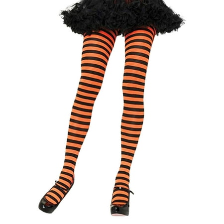 

Women Wide Horizontal Contrast Striped Tights Holiday Opaque Microfiber Stockings Hosiery Footed Pantyhose Clubwear