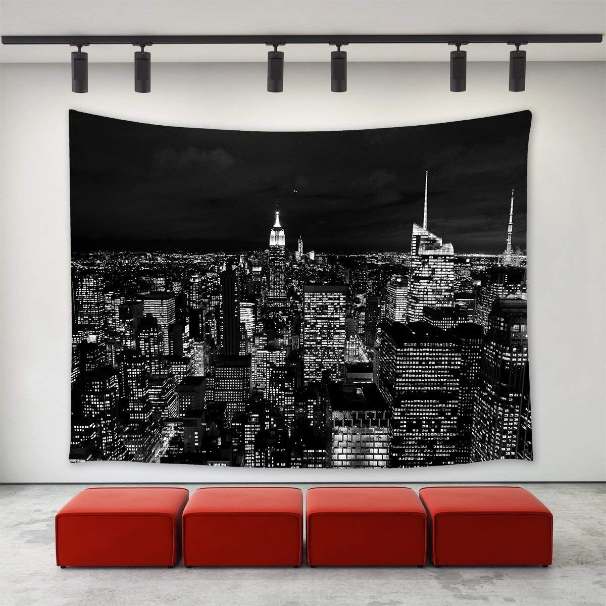 CADecor New York City Tapestry Wall Hanging Black and White New York City Landmark Skyline at 