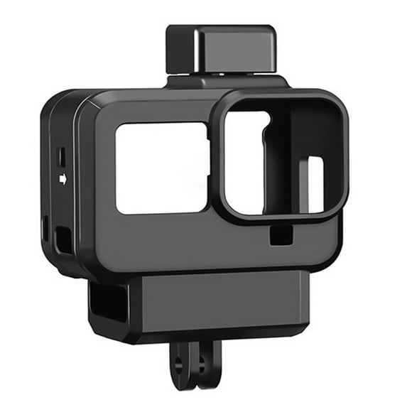 Cage Case Vlogging Protection Frame with Microphone Cold Shoe Mount and Lens Filter Adapter Action Camera Vlog Accessories Compatible with GoPro 8