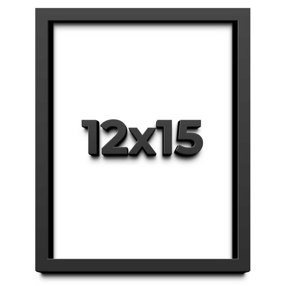 12x15 Shadow Box Frame Black | 1 inches Deep Real Wood Contemporary Shadowbox Display Frame | UV