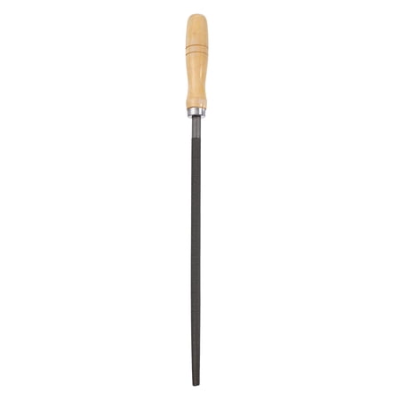 12" Round Fine Cut File Fine Metal File with Wood Handle, Grey/Yellow