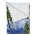 thumbnail image 2 of Tropical Soft Flannel Fleece Blanket, Water Bungalows of Tropical Resort Bora Bora Island Pacific Ocean Panorama, Cozy Plush for Indoor and Outdoor Use, 50" x 60", White Green Blue, by Ambesonne, 2 of 5