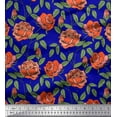 thumbnail image 1 of Soimoi polyester Crepe Fabric Leaves & Rose Floral Print Fabric by the Yard 42 Inch Wide, 1 of 1