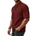 thumbnail image 4 of Dresfit Henley Shirts for Men Short Sleeve Waffle Knitted Shirt Summer 2026 Basic Athletic T Shirts Big and Tall Oversized Button Down Tees Wine L, 4 of 9