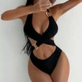 thumbnail image 2 of Erwazi One Piece Swimsuits for Women Solid Slim Monokini Padded Casual Vacation Pool Swim Bathing Suit, 2 of 5