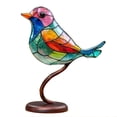 thumbnail image 6 of Chamoist Birds On Branch Figurine,Birds On Branch Desktop Ornaments,Stained Acrylic Double Sided Multicolor Hummingbird Craft Statue,Metal Art Bird Sculpture,Birds Decorated Acrylic Bird Branches, 6 of 8