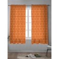 thumbnail image 4 of Orange Morocco Curtains 63 Inch Length,Sheer Curtains for Bedroom Living Room Window Geometric Leaf Diamond Lattice Abstract Rod Pocket Drapes Kitchen Curtains Small Half Window 42"x63" 2 Panels, 4 of 6