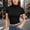 02-Black, variant on Women's Mock Neck Short Sleeve T-Shirt Slim Fit Stretchy Breathable Basic Layering Fitted Casual Tee Top 17-Orange XL