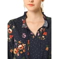 thumbnail image 6 of Allegra K Women's Tie Ruffled Neckline Polka Dots Floral Blouse Tops, 6 of 6