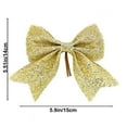 thumbnail image 3 of sruoe Christmas Tree Bows Ribbon, Christmas Tree Decorations Indoor, Xmas Tree Bowknot Ornaments, Wreath, Sequined Bow, Hanging Christmas Tree Topper for Wedding Holiday Party Decoration, Gold, 3 of 6