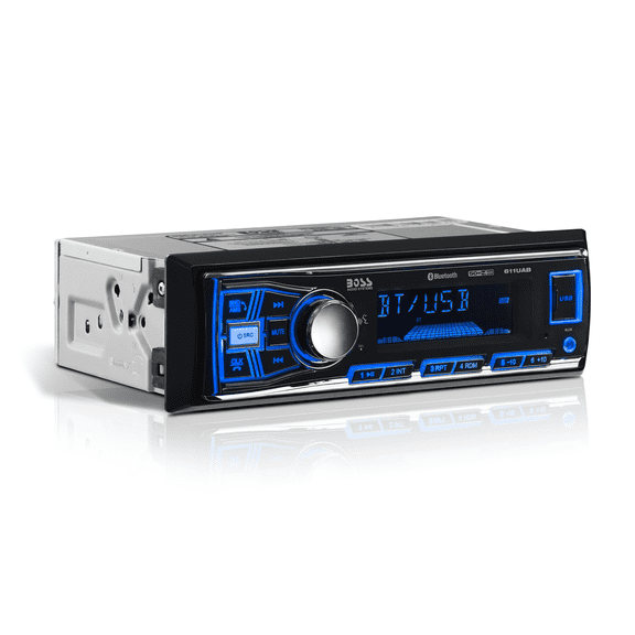 BOSS Audio Systems 611UAB Single DIN Bluetooth Car Stereo Receiver – Hands-Free Calling, USB, Aux Input, No CD/DVD Player, AM/FM Radio Receiver