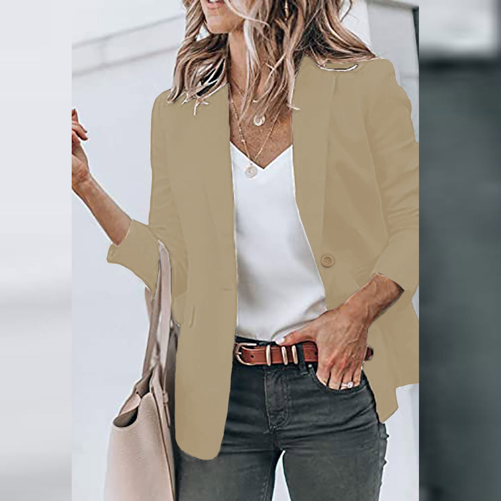 VEKDONE 2023 Clearance Blazers for Women Business Casual Lapel Slim 3/4 ...