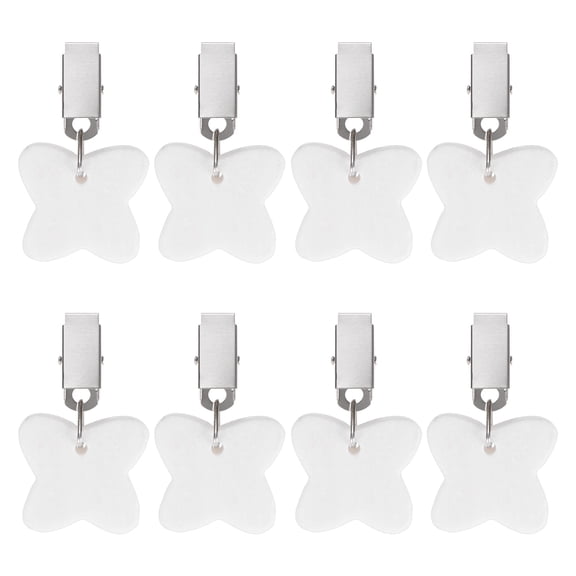 Uxcell 8-Pack Tablecloth Weights, 2.68 Inch Marble Table Cover Weights with Metal Clips for Decor [White, Butterfly]