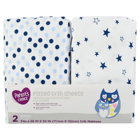 Parent's Choice Fitted Crib Sheets, Choose Pattern - Blue Star, 2 (Best Bed Sheets On Amazon)