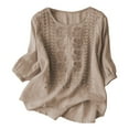 thumbnail image 3 of Outfmvch Boho Tops for Women Cotton Tunic Embroidered Shirts for Women Long Sleeve Shirts for Women Womens Blouses Dressy Casual Cotton Blouses for Women Brown Xl, 3 of 8