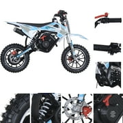 SYX MOTO VK 58cc 4-Stroke Gas Powered Mini Dirt Bike for Kids, Fully Automatic Youth Off-Road Motorcycle with Speed Governor, Pull Start, Blue/White