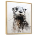 thumbnail image 2 of Designart "Playful Portrait Of Otter II" Otter Floater Framed Wall Art Living Room, 2 of 5