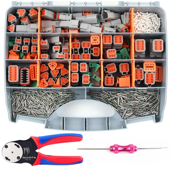 Kit de conectores Newdeli Deutsch 338 piezas con herramienta de crimpado y desmontaje