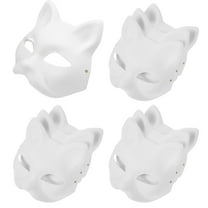 TINKSKY 10Pcs Cat Face Masks White Pulp DIY Paintable For Masquerade Fashion Shows