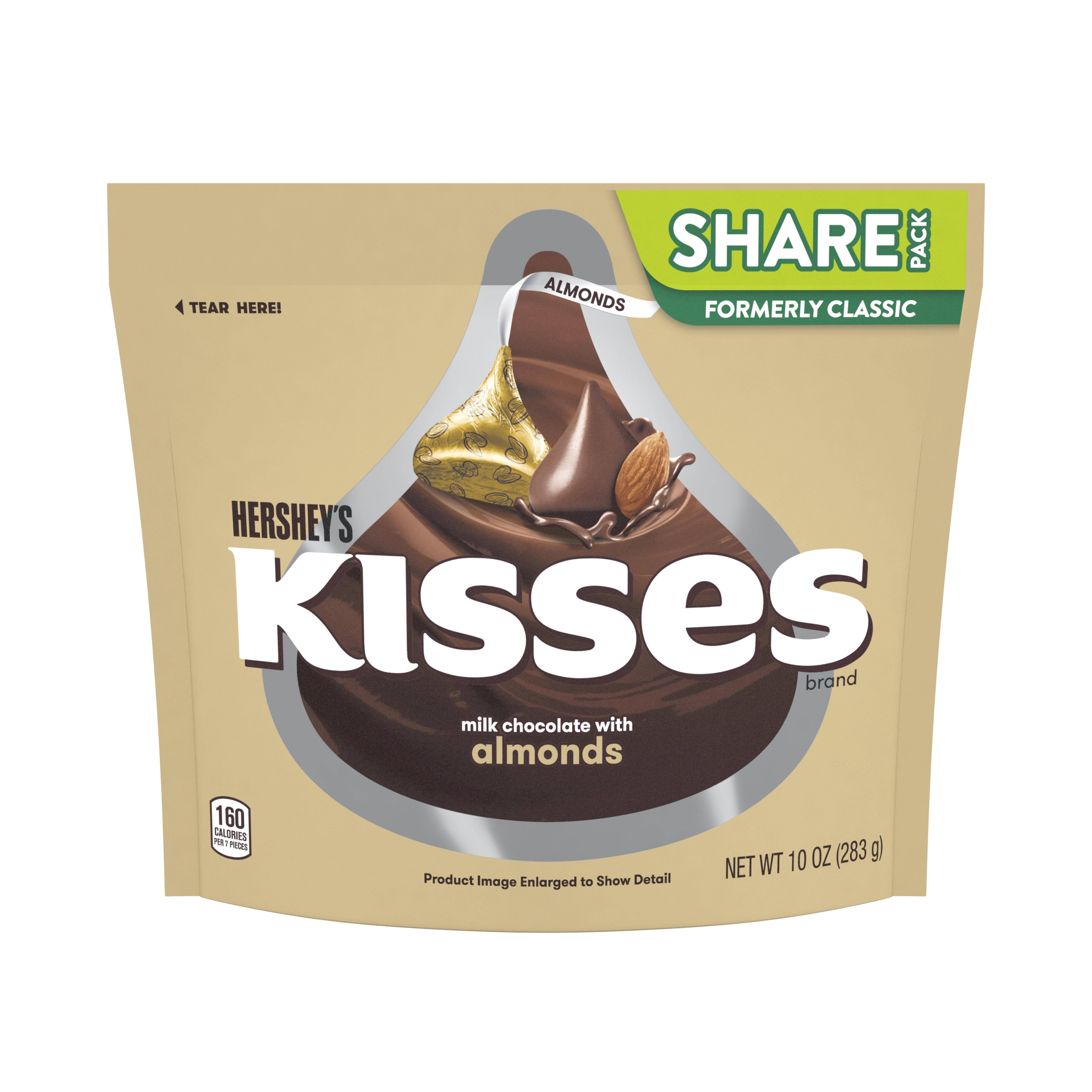 Kisses, Milk Chocolate With Almonds Candy, 10 Oz
