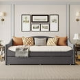 thumbnail image 2 of Teddy Fleece Sofa Bed, Trundle Bed with Both Sides Stripes Light Strip Gray - Twin, 2 of 5
