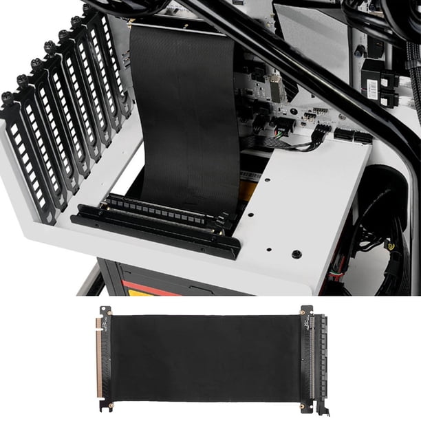 Tarjeta Elevadora Pcie 16X PCIe PCI Express 3.0 16X a 16X Cable de extensión Tarjeta vertical flexible de 180 grados