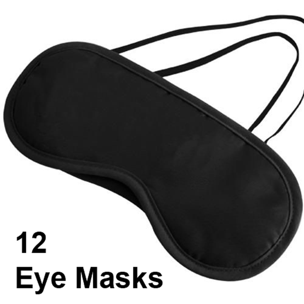 15 Pack Eye Mask Sleeping Blindfold Soft Eye Shade Cover with Nose Pad and Adjustable Strap for Travel Sleep Black