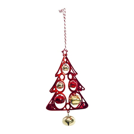 

Book Lovers Stained Glass Panel Christmas Tree-Shaped Metal Pendant Decoration Christmas Tree Bell Decoration Pendant Creative Christmas Bell Decoration Metal bell Glass Crystal Garland for Chandelier
