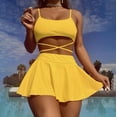 thumbnail image 2 of Buigttklop Swimsuits for Women 2024 Women'S Solid Color Swimsuit Backless Split Swimsuit, 2 of 5