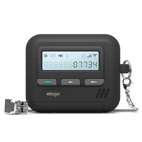 elago Pager Case Compatible with AirPods 5 & AirPods 4 Case Cover, Compatible with AirPods 5 & AirPods 4 Case, Lanyard Included, Shock Resistant, Full Protection, for Men, for Women [Black]