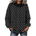 thumbnail image 6 of Kizanda Women Pullover Mock Neck Sweatshirt Dots Printed Loose Fit Long Sleeve Outerwear Sweatshirt with Kangaroo Pocket Baggy Workout Fall Winter Soft Stylish Top for Women M, 6 of 7