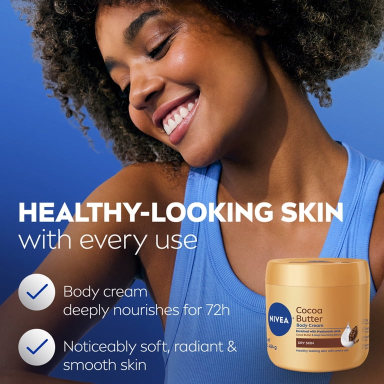 NIVEA, Cocoa Butter Body Cream, 16 oz, 72Hr Moisturizer with