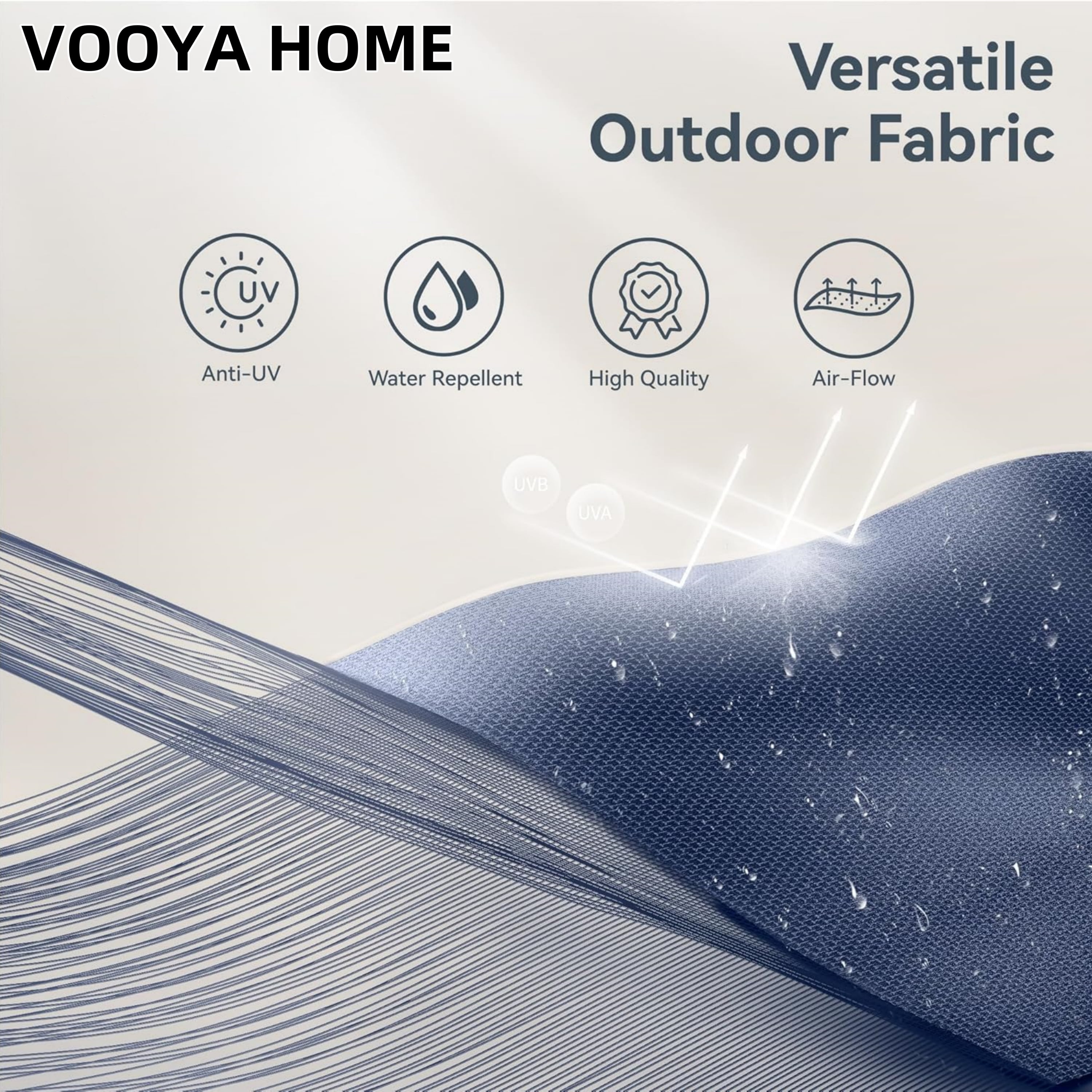 VOOYA HOME 15ft Large Patio Umbrellas Base NOT Included, Outdoor Double-Sided Umbrella with Crank Handle, UV Protective for Pool, Lawn Garden, Backyard (Pole Diameter 1.9 inch) Navy Blue