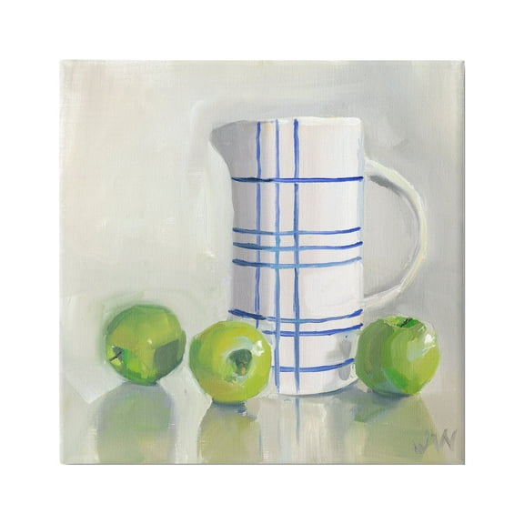 Stupell Industries Apples & Pitcher Still Life Food & Beverage Painting Gallery Wrapped Canvas Art Print Wall Art, 17 x 17