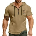 thumbnail image 2 of biudgviw Men's Short Sleeve Hoodies Drawstring Casual Athletic Short Sleeve Shirts Fitness Muscle Quarter Zip Pullover with Pocket, 2 of 4