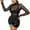 Black, variant on EDFBUYKRS Blouses for Women Square Neck Long Sleeve Shirts Dressy Casual Tunic Tops S