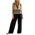 thumbnail image 2 of BRELIL Women Two Piece Sets Summer V Neck Sleeveless Tank Top Wide Leg Pants Casual Lounge Matching Outfits Beach Vacation Travel Loose Solid Basic Tracksuit, Black S, 2 of 8