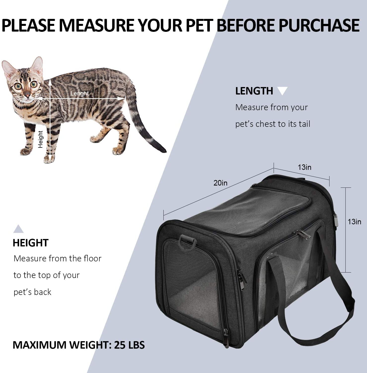 Henkelion Large Cat Carriers Dog Carrier Pet Carrier for Large Cats Dogs Puppies Up to 25lbs Big Dog Carrier Soft Sided Collapsi, Grey