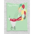 thumbnail image 1 of Polar Bear Tapestry, Happy Birthday Party Theme with Colorful Balloons Bear on Bike, Wall Hanging for Bedroom Living Room Dorm Decor, 60W X 80L Inches, Pale Green and Multicolor, by Ambesonne, 1 of 2