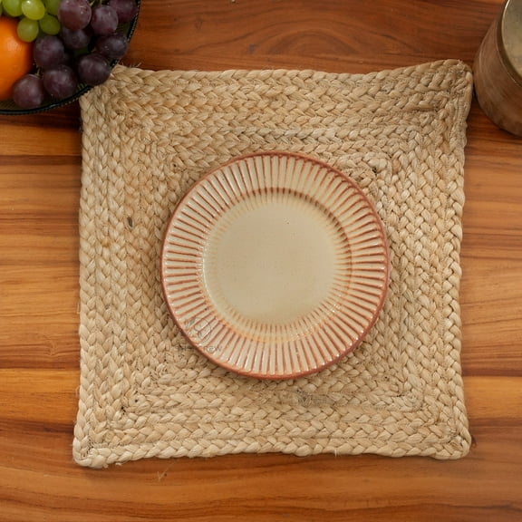 SHOPCREW Natural Jute Braided Placemats 14 Inches Set of 2  Handwoven Boho Vintage Placemats for Kitchen Dining Tables|Christmas Halloween Decor Weddings Indoor & Outdoor Parties Table Mats