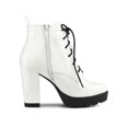 thumbnail image 3 of BLISSFUL STEP Women's Platform Lace Up Block Heel Ankle Combat Boot White 8, 3 of 7