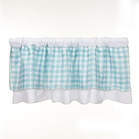 - Glenna Jean Cottage Collection Willow Window Valance, White with Spa plaid, 70' x 18'