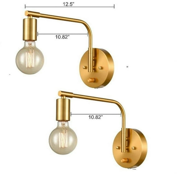 Set of 2 Light Bathroom Vanity Fixture - Brass Antique Wall Sconce - Mid Century Modern - Industrial - Wall Light