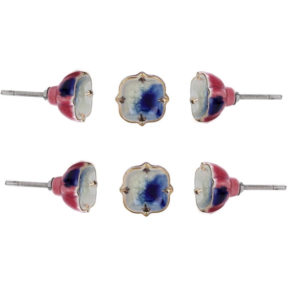 Set of 6 Blue Bell Ceramic Cabinet Knobs by Perilla Home