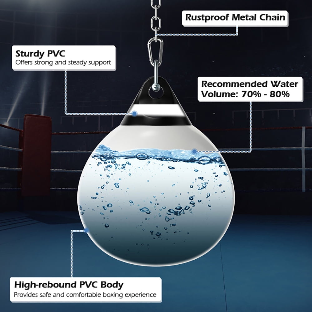 Topcobe 18 Inch 110 Pound Heavy Punching Water Aqua Bag with Adjustable Metal Chain, Boxing Equipment, Aqua Training Bag, Stress Relief & Fitness, White
