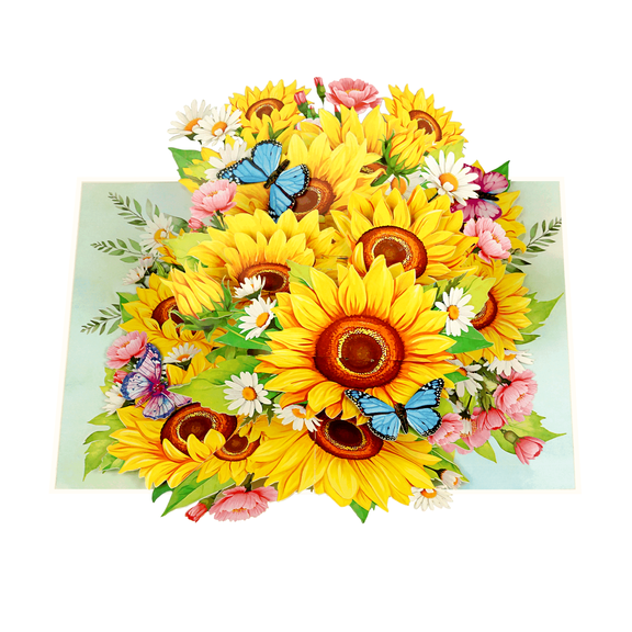 Flower Pop Up Card - 3D Flower Anniversary Pop Up, Mother's Day Card, Happy Birthday, Thank You, Valentine's Day Gift - Folds Flat for Mailing - for Mom, for Daughter, Wife, Grandma