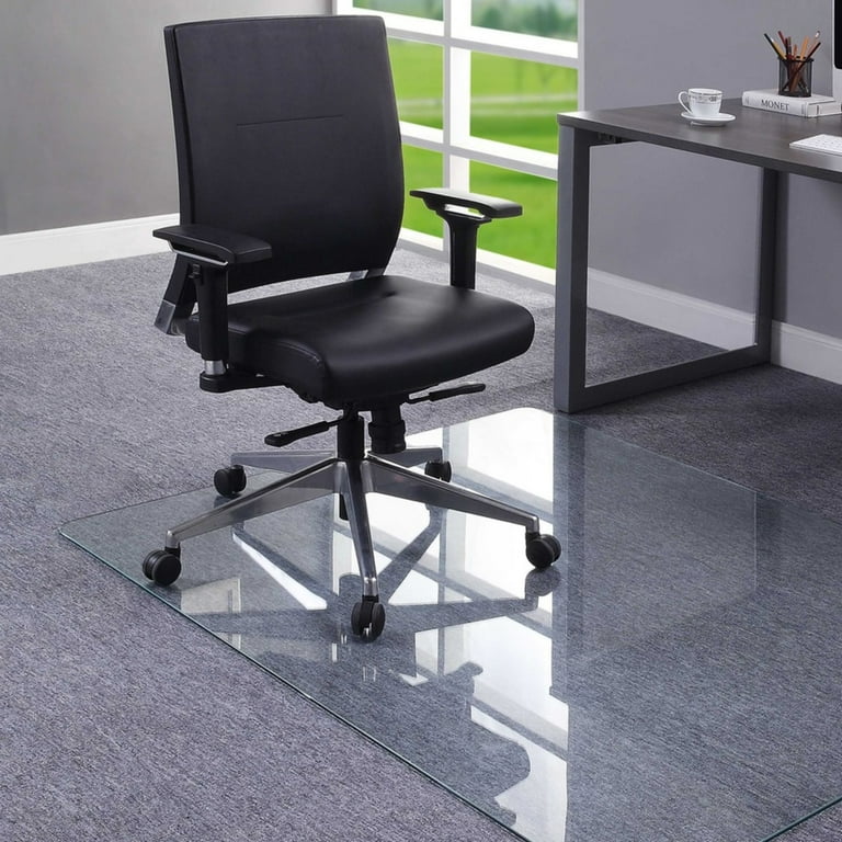 Lorell Clear Tempered Glass Office Desk Chair Mat 48 x 60