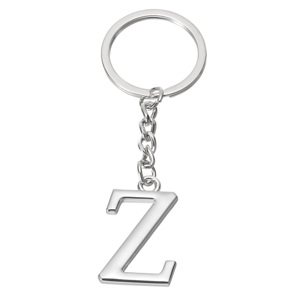 Cadena de llavero con letra inicial Uxcell Letra Z Colgante de llavero Decoración para bolso o mochila Plateado